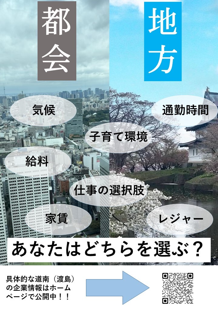 都会と地方比較イラスト
