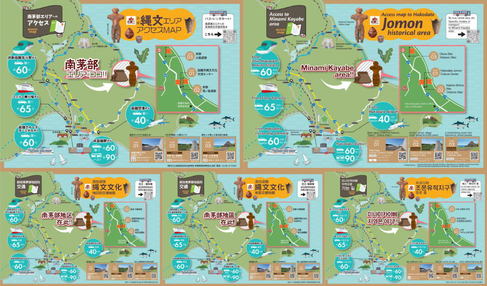 『インバウンド向け縄文アクセスマップ』５言語イメージ